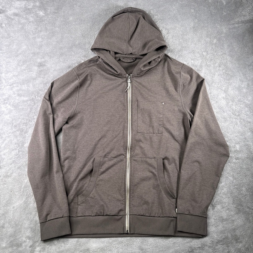 Vuori Coronado Hoodie Men's Small Olive Brown Blue Full Zip DreamKnit V243